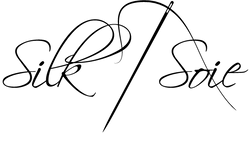 Silk Soie logo with needle and thread